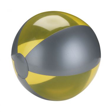 Zilver / geel Strandbal | Gekleurd | 24 cm