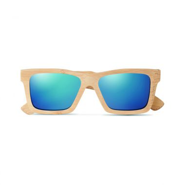 Lichtbruine Bamboe zonnebril | Koker | UV400